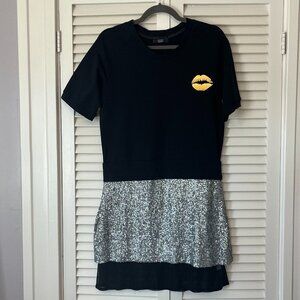 RARE Markus Lupfer dress black sequin silver medium t-shirt